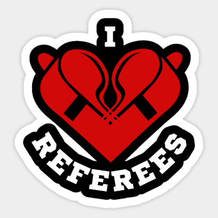 I Love Referees | Red Referee Whistles Heart Sticker